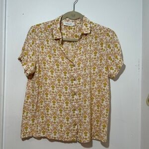 Indi & Cold Floral Patterned Shirt in Yellow and Brown size M